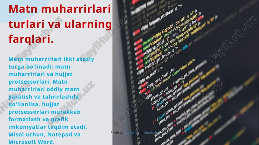 hal qilishda yordam beradi va vaqtni tejaydi. o'rganish va takomillashtirish matn muharrirlari va ularning imkoniyatlarini o'rganish, digital savodxonlikni oshiradi. bu, shuningdek, professional va akademik muvaffaqiyatga erishishga yordam beradi. image1.jpeg image2.jpeg image3.jpeg