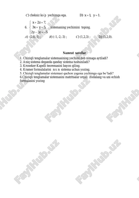 chiziqli tenglamalar sistemasini kramer usuli - Page 4