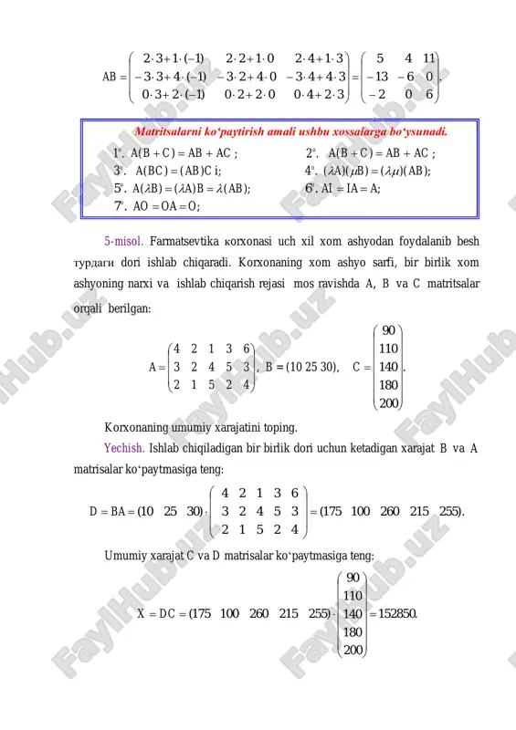 matritsalar va ularni xossalari. matritsalar ustida amallar - Page 4