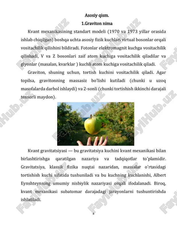 gan boshqa daladagi nazariyasidan ajralib turadigan narsa - garchi adolatda odatda kvant tortishish deb tasniflangan ba'zi bir nazariyalar, graviton talab qilmasa ham. 11 foydalanilgan manbalar 1.wikipedia.uz 2.↑ „plank doimiysi“ (o'zbekcha) (2024-yil 24-iyun). qaraldi: 16 - oktabr, 2024. 3.↑ „hubble home“ (inglizcha). qaraldi: 16- oktabr, 2024. 4.↑ [rovelli.] „kitobni yuklash mumkin“ (inglizcha) (2004). https://uz.wikipedia.org/wiki/kvant_gravitatsiyasi#cite_ref-1 https://qomus.info/oz/encyclopedia/p/plank-doimiysi/ https://uz.wikipedia.org/wiki/kvant_gravitatsiyasi#cite_ref-2 https://hubblesite.org/home https://uz.wikipedia.org/wiki/kvant_gravitatsiyasi#cite_ref-3 https://www.cambridge.org/core/search?filters%5bauthorterms%5d=carlo%20rovelli&eventcode=se-au|carlo https://www.cambridge.org/core/books/quantum-gravity/9eeb701aab938f06dcf151aace1a445d