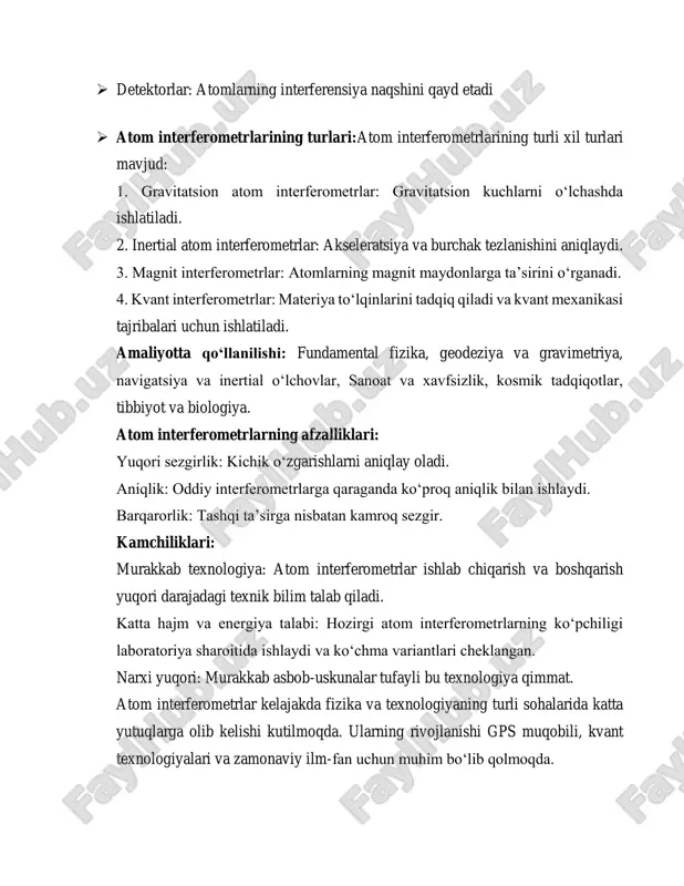 'lishi mumkin. masalan, vodorod atomining asosiy holatidagi elektron har qanday vaqt bir necha kvant holatlardan birida bo'lishi mumkin. koxidlangan elektronlar kvant mexanikasining boshqa muhim qismi hisoblanadi. atomning ko'p elektronlari bir-biriga turli tarzda ta'sir ko'rsatadi, bu holat hartree-fock metodidan foydalangan holda hisoblab chiqiladi. bungacha kvant mexanikasi, ayniqsa, elektronlarning kimyoviy bog'lanishini va molekula shaklini tushuntirishda muhim ahamiyatga ega bo'lib kelgan. kvant mexanikasi nafaqat mikro dunyoni, balki nano texnologiyalar va kvant kompyuterlari ishlab chiqishda ham asosiy rol o'ynaydi. nano darajadagi protsessorlar va boshqa texnologiyalar kvant mexanikasining asosida ishlab chiqilgan. ushbu nazariya energiya turlarini, masalan, kvant tunnelling va kvant teleportatsiyani o'rganishga imkon beradi. kvant kompyuterlari esa, odatiy kompyuterlarga nisbatan katta tezlikda ma'lumotlarni qayta ishlaydi va murakkab hisoblamalarni amalga oshirishga qodir bo'ladi. kvant mexanikasi ta’lim va ilmiy izlanishlarda muhim ahamiyatga ega. ko'pchilik universitetlar va ilmiy tadqiqot markazlari bu sohani chuqur o'rgatadi va unda yangi texnologiyalarni ishlab chiqish uchun imkoniyat yaratadi. shu sababdan kvant mexanikasi kelajak …