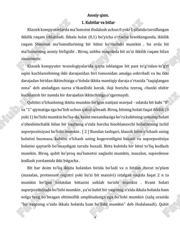 yalaridan foydalanish. barcha jismoniy ilovalar shovqindan ta'sirlanadi. t 1 ishlash muddati va t 2 defazalash vaqti deb ataladigan vaqt jismoniy amalga oshirishni tavsiflash va ularning shovqinga sezgirligini ifodalash vaqtidir. yuqori vaqt har doim ham u yoki bu qubit kvant hisoblash uchun yaxshiroq mos keladi degani emas , chunki eshik vaqtlari va ishonchlilik ham hisobga olinishi kerak. kvant sensori , kvant hisoblash va kvant aloqasi kabi turli xil ilovalar o'zlarining qo'llanilishiga mos keladigan qubitlarning turli xil ilovalaridan foydalanadilar. quyida kubitlarning jismoniy qo'llanilishining to'liq bo'lmagan ro'yxati keltirilgan va asosni tanlash faqat konventsiya bo'yicha. 2008 yilda buyuk britaniya va aqsh olimlari guruhi elektron spinli "qayta ishlash" kubitidagi superpozitsiya holatining birinchi nisbatan uzoq (1,75 soniya) va yadroviy spin "xotira" kubitiga kogerent o'tkazilishi haqida xabar berishdi. [ 23 ] ushbu hodisani kvant hisoblashni rivojlantirish yo'lidagi muhim qadam bo'lgan birinchi nisbatan izchil kvant ma'lumotlarini saqlash deb hisoblash mumkin . 2013 yilda shunga o'xshash tizimlarning modifikatsiyasi (neytral …