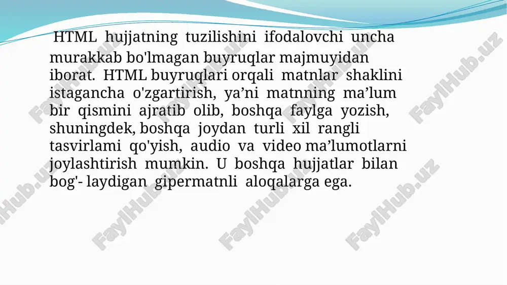 3. yulduzcha. yulduzcha topologiyaga ega tarmoqlar markaziy tugunga (kommutator yoki konsentratorga) ega. mazkur markaziytugunga qolgan barcha kom-pyuterlar ulanadi. dastlab uzatilgan xabar ana shu qurilmaga kelib tushadi, so'ng boshqa kompyuterlarga uzatiladi. bog'lash uchun qo'llaniladigan kabellar uzatish muhiti deb yuritiladi. masalan: — koaksial kabellar (coaxial cable), ular televizion antennaga juda o'xshash; — juftli o'ram (tvisted pair) telefon simini eslatadi; — optik tolali kabel (fider-optic cable). eng ishonchli va tez, shu bilan birga juda qimmat kabel turi. windows os lokal tarmog'i bugungi kunda sozlash va ishlatishuchun judawal, agar kompyuter lokal tar-moqqa ulanmagan bo‘lsa, sozlashishlari olib boriladi. kompyuter tarmoqda ishlashi uchun uni sozlash yuqo-rida sanab o‘tilgan simlar orqali va maxsus hub (switch) qurilmasidan foydalangan holda kom-pyutemi tarmoqqa ulash. hublar xonadagi komp-yuterlami bir-biri bilan bog‘lash uchun kerak bo‘lsa, switchlar binolar orasiga qo'yiladi.tarmoqda ishlovchi har qan-day kompyuter o'z nomi va ishchiguruhiga ega bo'lishi kerak. boshqa tarmoq ishtirokchilari unga shu nombilan murojaat qilishlari mumkin (fayl va papka, …