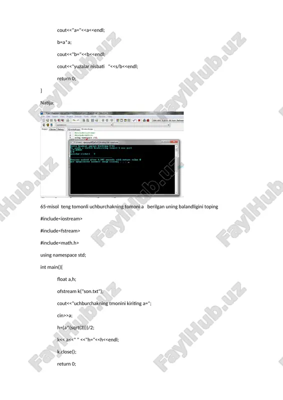 c++ dan masalalar va konsol oynada javoblari - Page 4
