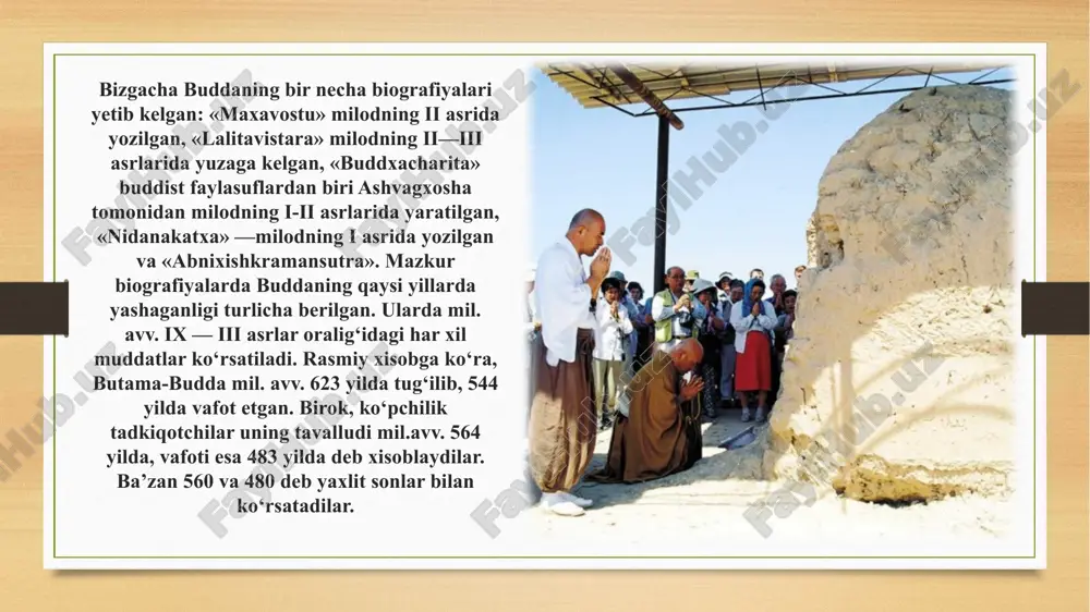 txonlari mavjud bo‘lgan ularning ayrimlarigina saqlanib qolgan bo‘lib hali-hanuz ushbu tarixiy qadamjolar insoniyatni hayratga solib kelmoqda ana shunday obidalardan biri qoratepa buddaviylik ibodatxonasidir. mazkur inshoot milodiy i-iii asrlar. image5.png image6.png image7.png image8.png image3.png image4.png /docprops/thumbnail.jpeg