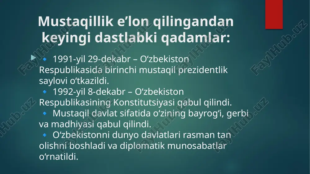 mustaqil o`zbekiston respublikasining tashkil topishi va uning tarixiy ahamyati - Page 4