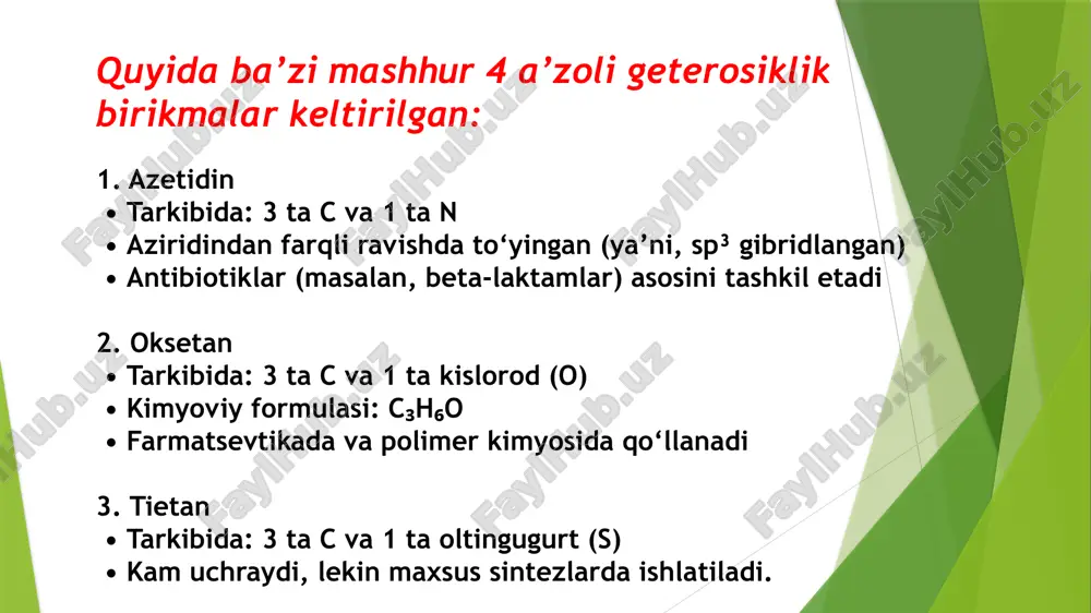 to’rt a’zoli geterosiklik birikmalar - Page 4