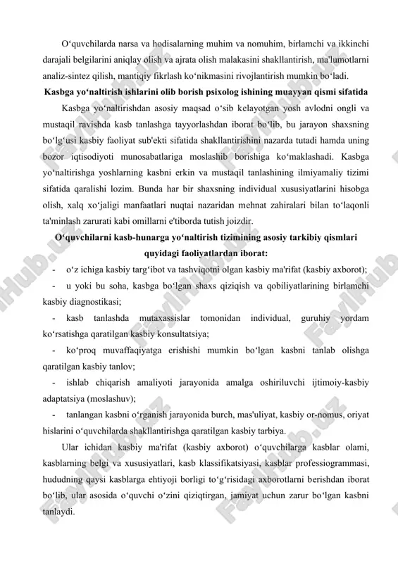 mutaxassislik nima ekanligi haqida bir qancha ilmiy va ommabop ta'riflar mavjud boʻlib, ular ichidan ushbu atamani keng qamrovli va toʻlaqonli ochib beruvchi ta’rif e.n. prohitskaya tomonidan keltirilgan. unga koʻra, kasb – bu jamiyat uchun zarur boʻlgan, ijtimoiy mehnat taqsimoti natijasida chegaralangan, insondan jismoniy, aqliy, ma'naviy kuch talab etuvchi va sarflangan kuch evaziga insonga mavjud boʻlish hamda rivojlanish imkonini beruvchi faoliyat sohasi. masalan, oʻqituvchi, shifokor, injener, dizayner va h.k. mutaxassislik tushunchasiga ham ta'rif berilgan boʻlib, unga koʻra, mutaxassislik – bu bitta kasb ichida tor doiradagi faoliyat turi. masalan, tarix oʻqituvchisi, matematika oʻqituvchisi, stomatolog, kardiolog, pediator, quruvchiinjener, loyixalovchi-injener, injener-konstruktor, badiiy libos dizayneri, mebel dizayneri, interyer dizayneri va h.k. bundan tashqari mansab, lavozim hamda ilmiy unvon tushunchalariga ham toʻxtalib oʻtish foydadan holi boʻlmaydi. lavozim – bu egallangan kasb va mutaxassislik doirasidagi mehnat jarayonini tashkil etish va unga rahbarlik, boshchilik qilish bilan bogʻliq boʻlgan faoliyat turidir. masalan, maktab direktori, oʻquv-tarbiya ishlari boʻyicha rahbar oʻrinbosari, …