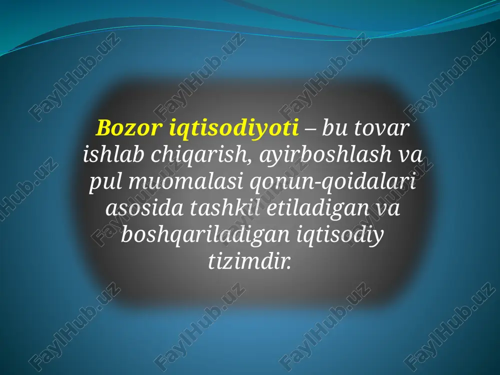  - ichki va tashqi bozorlarda transaksion bitimlar ustidan davlat nazoratini pasaytirish. 2. iqtisodiyotni monopoliyadan chiqarish va raqobat muhitini yaratish. bu yo‘nalish quyidagi jarayonlarning amalga oshirilishini taqozo etadi: - barcha iqtisodiy agentlarning ish faolligi uchun teng imkoniyat va sharoitlar yaratilishi; - bozorga xorijiy raqobatchilar ham kirishi uchun imkon berilishi; - kichik biznesning rivojlanishiga halaqit beruvchi ma’muriy to‘siqlarni olib tashlash, imtiyozli kreditlar berish orqali qo‘llab-quvvatlash va tarmoqqa kirishidagi to‘siqlarni pasaytirish; - tabiiy monopoliyalarning narx va mahsulot sotish siyosatini tartibga solish va boshqalar. 3. institutsional o‘zgarishlar. mazkur o‘zgarishlar quyidagi sohalarni qamrab oladi: - mulkchilik munosabatlarini o‘zgartirish, jumladan, xususiy sektorni yaratish; - bozor infratuzilmasini (tijorat banklari, tovar va fond birjalari, investitsiya fondlari va h.k.) shakllantirish; - iqtisodiyotni davlat tomonidan tartibga solishning yangi tizimini yaratish;  4. tarkibiy o‘zgarishlar. tarkibiy o‘zgarishlar birinchi navbatda iqtisodiyot va uning alohida tarmoqlari tarkibida oldingi tizimdan qolgan nomutanosibliklarni yumshatish yoki bartaraf etishga yo‘naltirilgan. iqtisodiyot tarkibiy tuzilishini qayta qurishdan asosiy …