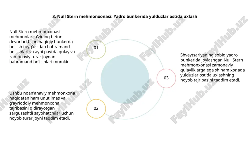 bilan birga tabiat qo'yniga tushish imkonini beradi. bu sokin muhitda hashamat va sarguzashtning mukammal uyg'unligi. e'tiboringiz uchun rahmat uchun rahmat dunyodagi g'aroyib mehmonxonalar va ularning rasmlari! 1. muzli mehmonxona: muzlatilgan jannatda uxlash 2. dog bark park inn: beagle shaklidagi mehmonxona 3. null stern mehmonxonasi: yadro bunkerida yulduzlar ostida ux 4. free spirit spheres: o'rmondagi treehouse mehmonxonasi 5. das park mehmonxonasi: xonalar sifatida er osti beton quvurl 6. jirafa manor: afrika mehmonxonasida jirafalar bilan birga tu 7. kakslauttanen arctic resort: qordagi shisha igloos 8. poseidon dengiz osti kurorti: suv osti mehmonxonasida baliql 9. magic mountain mehmonxonasi: cho'ldagi ertak uyi 10. treehotel: shvetsiya daraxt tepalaridagi noyob daraxt uylar e'tiboringiz uchun rahmat uchun rahmat