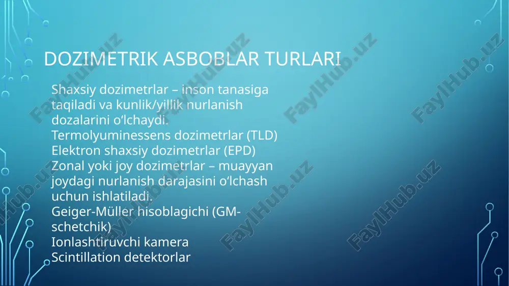 i faqat elektr maydonini qo'llash orqali gaz ichidagi to'g'ridan-to'g'ri ionlanish natijasida hosil bo'lgan barcha zaryadlarni yig'adigan detektorlarga tegishli u kichik to'g'ridan-to'g'ri oqim shaklida chiqish ishlab chiqarish uchun tushgan radiatsiya va gaz o'rtasidagi har bir o'zaro ta'sir natijasida yaratilgan diskret zaryadlardan foydalanadi . bu shuni anglatadiki, individual ionlashtiruvchi hodisalarni o'lchash mumkin emas, shuning uchun har xil turdagi nurlanish energiyasini farqlash mumkin emas, lekin u umumiy ionlashtiruvchi ta'sirni juda yaxshi o'lchash imkonini beradi u keng energiya diapazonida nurlanishga yaxshi bir xil javob beradi va gamma-nurlanishning yuqori darajasini o'lchash uchun afzal qilingan vositadir, masalan, radiatsiya issiq kamerasida, chunki ular uzoq vaqt davomida yuqori radiatsiya maydonlarida buzilishsiz toqat qila oladi. ular atom energetikasi sanoatida, tadqiqot laboratoriyalarida, yong'inni aniqlashda , radiatsiyadan himoya qilishda va atrof-muhit monitoringida keng qo'llaniladi . ishlash prinsipi gaz ionlash kamerasi zaryadni nurlanish natijasida hosil bo'lgan gaz ichida hosil bo'lgan ion juftlari sonidan o'lchaydi . u ikkita elektrodli gaz bilan to'ldirilgan kameradan …