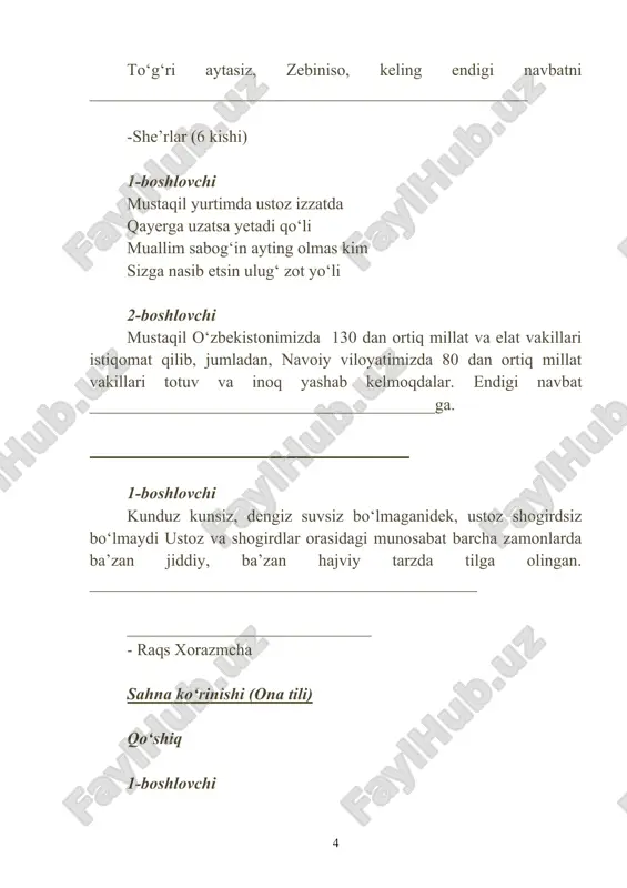 o‘qituvchi va murabbiylar bayrami ssenariyi - Page 4