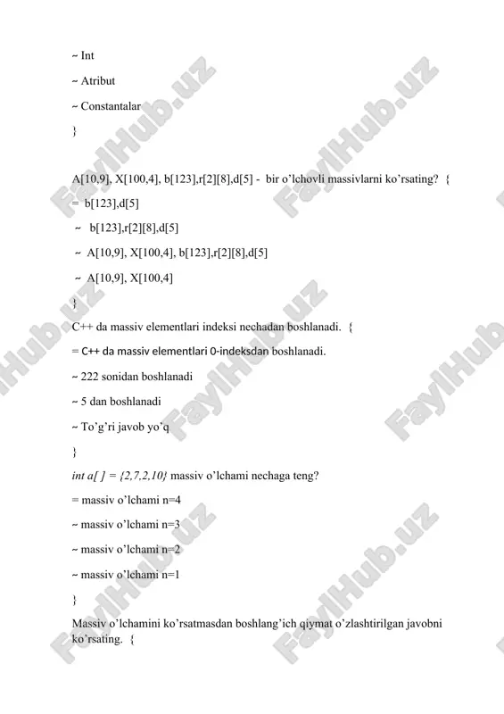 massivlar mavzusiga oid testlar - Page 4