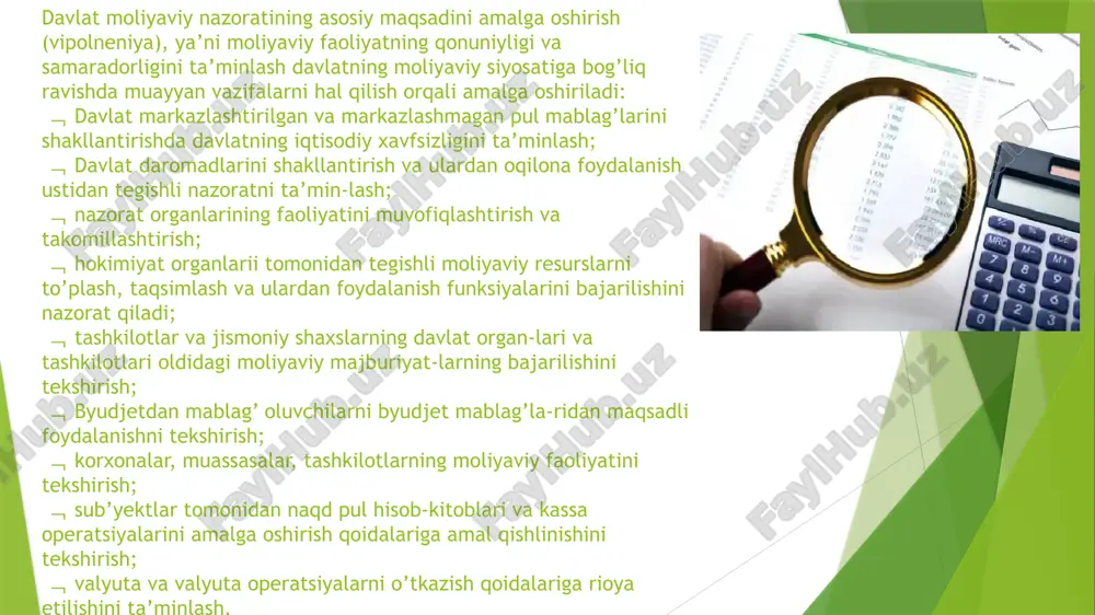 ’nalishlarini qabul qilish,shuningdek davlat byudjeti ijrosining borishini ko’rib chiqish;  o‘zbekiston respublikasi vazirlar mahkamasining mamlakat ijtimoiy-iqtisodiy hayotining eng muhim masalalari yuzasidan har yilgi ma’ruzasini ko’rib chiqish;  o‘zbekiston respublikasi bosh vazirining mamlakat ijtimoiy- iqtisodiy rivojlanishining ayrim dolzarb masalalari yuzasidan hisobotini eshitish;  qonunchilik palatasi, senat majlislarida hukumat a’zolarining o’z faoliyatiga doir masalalar yuzasidan axborotini eshitish;  o‘zbekiston respublikasi hisob palatasining hisobotini eshitish;  o‘zbekiston respublikasi markaziy banki boshqaruvi raisining hisobotini eshitish. image1.png image2.png /docprops/thumbnail.jpeg