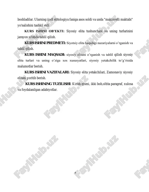 lari haqida so‘z yuritilganda, insonlarning hukmron sinfga kirish omilini ochib beradi: harbiy botirlik, moddiy boylik, ma’naviy hukmronlikka egalik. ushbu uch omil bilan aristokratiyaning uch tarixiy shakli bog‘liq: harbiy, cherkov va moliyaviydir. biroq hukmron sinfga ajratishning oliy mezoni boshqarish qobiliyati hisoblanadi. o‘z jamiyatining zaif va kuchli tomonlarini biluvchi, uni na`zorat qila oluvchi. jamiyatda siyosiy elitaning shakllanishi sabablari nisbatan birinchi, mehnat taqsimoti qonuni va u bilan bog‘liq bo‘lgan jamiyatning ijtimoiy yo‘naltirilishi, turli guruhlar va qatlamlaring ijtimoiy vazifalarining farqliligini ta’minlaydi. jamiyatning sohalashtirilishi faqat mehnat taqsimoti tufayli yuzaga kelishi mumkin va ijtimoiy iyrarxiya asosida insonlar ijro etadigan mos sinflar, qatlamlar va guruhlar iyrarxiyasi paydo bo‘ladi. ijtimoiy piramida yuqorisiga umumiy boshqaruv va rahbarlikni amalga oshiruvchilar qo‘yiladi, boshqa funksiyalarning muvaffaqiyatli ijrosi uchun tegishli zarur choralar ko‘riladi. shundan kelib chiqib, elitaning mavjudligi boshqaruv mehnatining yuqori ijtimoiy ahamiyati va uning ustunliklari hamda boshqa shakllar tizimi siyosiy elitaga oid nazariyalar ko‘rinishidagi muvofiq xohish-irodasi bilan izohlanadi. gap shundaki, siyosat bu …