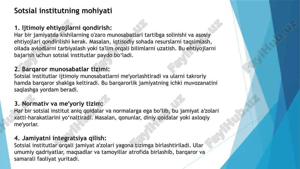 sotsiologiyada sotsial institut tushunchasi, turlari va asosiy vazifalari - Page 4