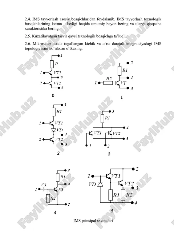 uke=0v va uke=12v uchun quring. laboratoriya ishini bajarish uchun topshiriq: 1. umumiy emitterli sxema bo‘yicha ulangan tranzistorning kirish xarakteristikasini xarakteriograf yordamida qurish uchun 1-rasmda ko‘rsatilgan sxemani yig‘ing. 2. sxema elementlarining parametrlarini 1-rasmga asosan o‘rnating. 3. ctrl va g klavishalarni bosib sxemani ishga tushiring. grafik analizatorning ekranida 4 sekunddan keyin kollektor kuchlanishining 0 va 12 v qiymatlaridagi tranzistorning kirish xarakteristikalari hosil bo‘ladi. 4. ctrl va t klavishalarni bosib sxemani ishlashini to‘xtating. 1-rasm. umumiy emitterli sxema bo‘yicha ulangan tranzistorning kirish xarakteristikasini xarakteriograf yordamida qurish uchun sxema 5. olingan xarakteristikalarni o‘qish va tahlil qilish uchun qulay holga keltirish uchun grafik analizatorning ustida sichqonchaning o‘ng tugmasini bosing va hosil bo‘lgan qalqib chiquvchi menyudan properties bo‘limining ustida sichqonchaning chap tugmasini bosing. graph properties oynasi chiqadi, uning general, bottomaxis va leftaxis bo‘limlarida kerakli o‘zgartirishlarni amalga oshirib xarakteristikalarni qulay holatga keltiring. 6. olingan xarakteristikalarni tahlil qiling. bajarilgan ish bo‘yicha hisobot hisobotda quyidagilar keltiriladi. 1. ishni bajarishdan maqsad. …