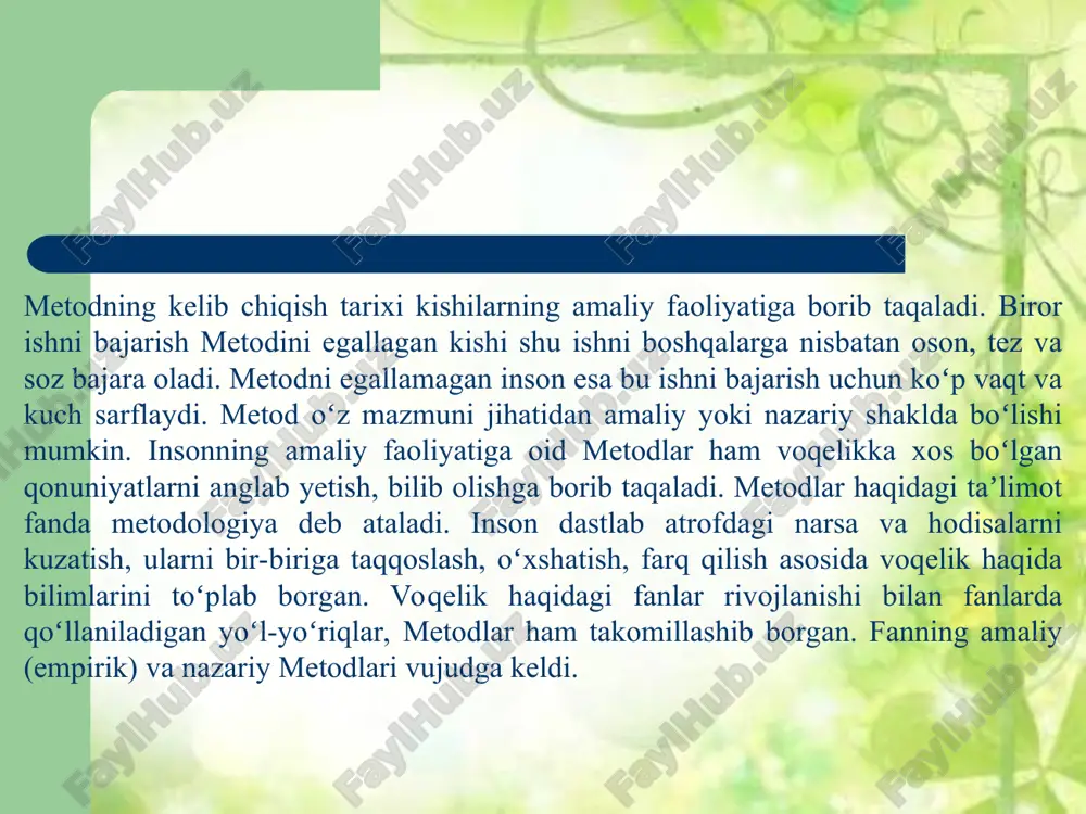 shda kishilarni saralashda keng qo'llaniladi testlardan etishmagan so`z yoki raqamlarni topib, o`rniga qo`ying singari shakllaridan qobiliyatni, kuzatuvchanlikni, xotirani tekshirish maqsadida ham foydalanish mumkin. eng asosiysi testlardan o`quvchi bilimini tekshirish va baholashda qo`llanadiganlari bo`lib, o`quv materialining asosiy qismini aniq va to`liq bilishlarini aniqlashga qaratilganligidir. unda savol va 3-4 javob ham beriladi, shulardan javobning eng to`g`risini topish talab qilinadi. javoblarga ballar berilishi yoki berilmasligi ham mumkin. anketa metodi. anketa odatda uch xil tuziladi. birinchi xili anglashilgan motivlarni aniqlashga mo`ljallangan savollardan tuziladi. ikkinchi xilida xar bir savolning bir nechtadan tayyor javoblari beriladi. uchinchi xili anketada sinaluvchiga yozilgan to`g`ri javoblarni ballar bilan baholash tavsiya etiladi. (anketa namunalarini g`oziev e. psixologiya, toshkent, 1994 yil kitobining 28–29 betlarida ko`rish mumkin). genetik va donalash metodi tadqiqot metodlarining to`rtinchi guruhi –genetik va donalash metodlaridan iboratdir. tekshirish qismida tarkib toptiruvchi bosqichda shakllantirilgan usul, vosita, yo`l–yo`riq, malaka va shaxs fazilatlarini darajasini, barqarorligini aniqlash, ta'sirchanligiga ishonch hosil qilish uchun mohiyati har …