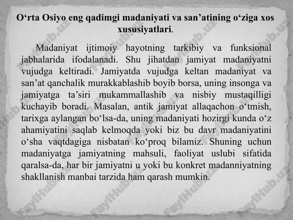 hqa belgilarning - mamont, karkidon kabi yovvoyi hayvonlarning ko‘plab suyaklari, shuningdek olov izlari topilgan. ibtidoiy davrning uchinchi bosqichi fransiyaning janubi-g‘arbida joylashgan qishloq va g‘or nomi bilan ataluvchi must'e madaniyati o‘rta paleolit davriga mansubdir. teshiktosh g'oridan topilgan neandertal bolaning qoldiqlari ham ana shu must'e madaniyatiga tegishli. bu bosqich mehnat qurollarining sezilarli darajada o‘sganligi bilan xarakterlanadi. bu madaniyatning asosiy quroli uchi o‘tkirlangan tosh quroldir. bu qurol nayza sifatida ham ishlatilgan. shuningdek bu bosqichda yaratilgan mehnat qurollari safiga suyakdan ishlangan qurollar ham kelib qo‘shilgan, ya’ni bu bosqichda suyakdan o ‘tkir uchli mayda qurollar ham yasalgan. bu manzilgohdan mamontning, karkidon, g‘or ayig‘i, yovvoyi ot, shimol bug‘usi va boshqalaming suyaklari hamda olov izlari topilgan. ibtidoiy madaniyatning keyingi bosqichi orin’yak - salyutr va madlen davrlari so'nggi paleolitga mansubdir. bu davr o‘zining neandertalga nisbatan ancha taraqqiy qilganligi bilan, ya’ni ham mehnat qurollarida, ham inson qiyofasida tub o'zgarishlarning vujudga kelishi bilan xarakterlanadi. orin’yak - salyutr (fransiyadagi ikkita joy …