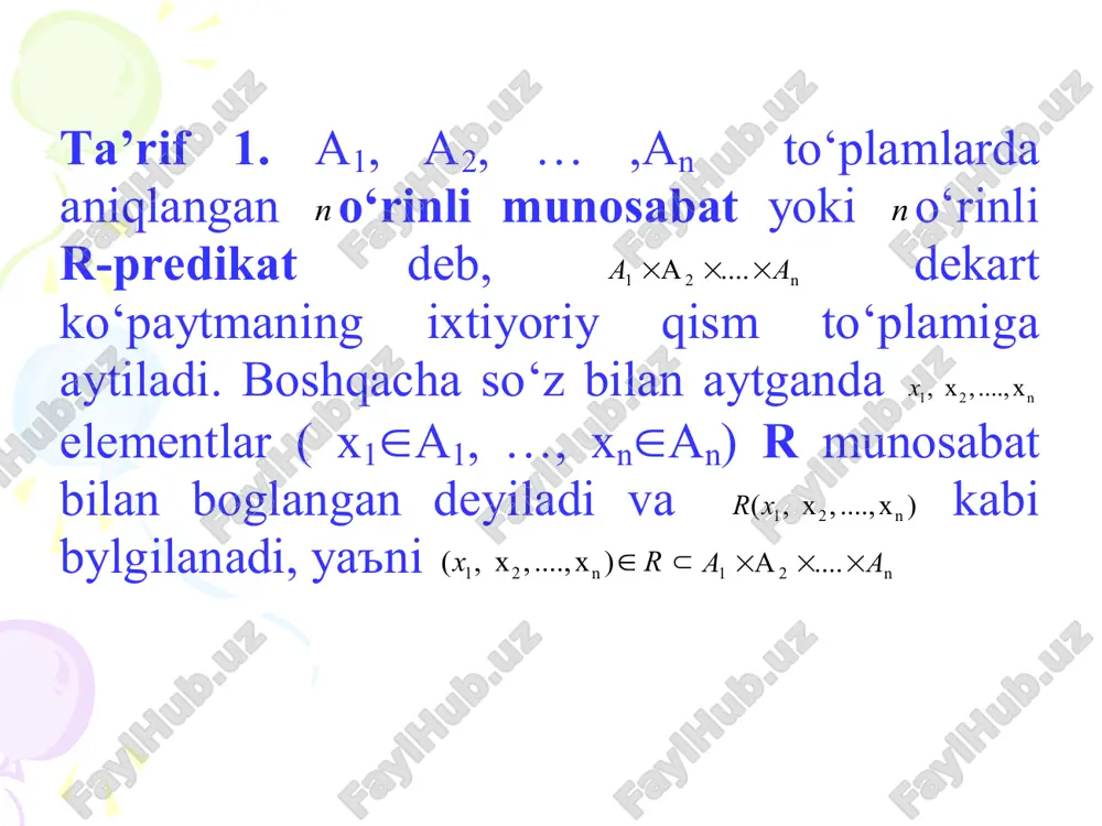 to‘g‘ri (dekart) ko‘paytma. munosabat. ekvalentlik munosabati - Page 4