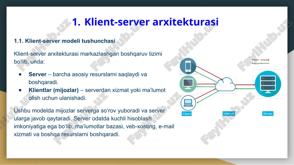umotlarini uzatishga mas'ul; ilovalarndagi xatoliklar to’g’risida ma'lumotni ta'minlaydi; taqdimot qatlamiga ma’lumotlarni taqdim qiladi. ilova protokollari: rdp, http, smtp, snmp, pop3, ftp, xmpp, oscar, modbus, sip, telnet va boshqalar. 6- taqdimot pog’onasi taqdimot po’g’onasi protokol konversiyasini. ma'lumotlarni kodlashni / dekodlashni ta'minlaydi. siqish / ochish yoki shifrlash/deshifrlashni hal qilish seans qatlamiga ma’lumotlarni taqdim qiladi. masalan, bu ibm meynfreymi, ikkinchisi esa amerika standart ma'lumot almashish kodi (ascii) bo'lishi mumkin (aksariyat boshqa kompyuter ishlab chiqaruvchilari foydalanadi). ilova protokollari: ascii, unicode, ebcdic, pptp , modbus , can… 5- seans pog’onasi seans pog’onasi aloqa seansining saqlanishini ta'minlaydi, bu dasturlarning uzoq vaqt o'zaro ta'sir qilishiga imkon beradi. qatlam sessiyalarni yaratish / tugatish, ma'lumotlar almashinuvi, vazifalarni sinxronizatsiya qilish, ma'lumotlarni uzatish huquqini aniqlash va ilovalarning harakatsizligi davrida sessiyani saqlashni boshqaradi. transport qatlamiga ma’lumotlarni taqdim qiladi. ilova protokollari: rpc, pap, l2tp 4- transport pog’onasi modelning transport qatlami ma'lumotni jo'natuvchidan qabul qiluvchiga ishonchli uzatilishini ta'minlash uchun mo'ljallangan. tarmoq qatlamiga ma’lumotlarni taqdim …