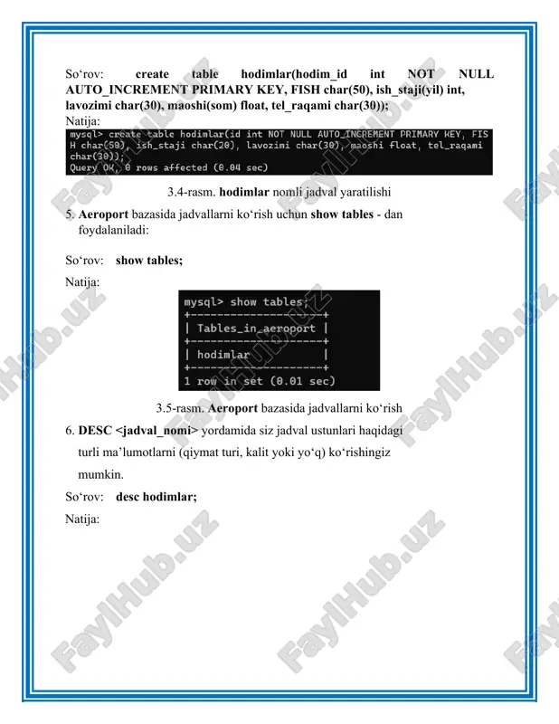 sql tilida jadvallar yaratish, o‘zgartirish va o‘chirish - Page 4
