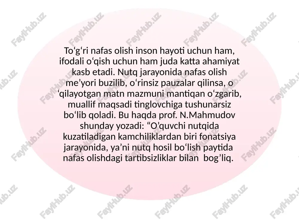 aychalardan iborat bo‘lgan tovush chiqadigan bo'shliq ovoz yo‘li deyiladi. ovoz yo‘li tomoqning tovush paychalaridan yuqori qismi, og‘iz bo‘shlig‘i va burun bo‘shlig‘idan iborat. ovoz yo‘lining toza, sog'lom bo‘lishi ovozning ohangdor, jarangli va ta’sirchan bo‘lishini ta’minlaydi. qaytarg‘ichlar. qaytarg‘ichlar inson organizmidagi qattiq qismlardan iborat bo‘lib, ular rezonatorlar deb ham yuritiladi. inson vujudidagi qaytarg'ichlar jumlasiga tish, jag‘, tog‘ayning kemirchaklari, burun tog‘aylari, bosh suyagi, ko‘krak qafasi suyaklari va yelka kuraklari kiradi. paychalarda bo'lgan tovush ovoz yo‘li orqali o‘tadi, o‘tish paytida ana shu qattiq jismlarga urilishi natijasida jarangdorlik va turli rang-baranglik kasb etadi. ovoz turlari va tembr. inson ovozi baland-pastligi, yo‘g‘on-ingichkaligiga qarab bir necha turga bo'linadi. masalan, turlanish jihatidan erkaklar ovozi tenor (baland va ingichka), baraton (o‘rtacha) va bas (past va yo‘g‘on) ovozlarga, ayollar ovozi esa, soprano (o‘rtacha) va alt (past va yo‘g ‘on) ovozlarga bo'linadi. ovozning “tembri chiroyli”, “tembri xunuk” degan iboralar aslida muayyan shaxsning ovozi sifatiga berilgan bahodir. modulyatsiya. nutq so‘zlash jarayonida ovozning balandlashib …