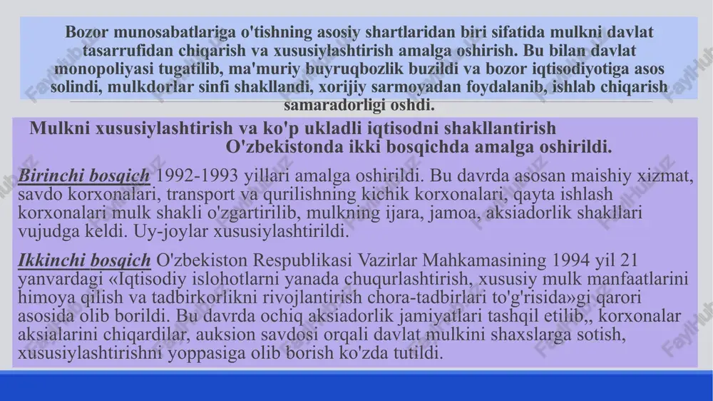 im rol o‘ynaydigan loyihalarni amalga oshirish, birinchi navbatda, ishlab chiqarish infratuzilmasini shakllantirishda 2006 yilda tashkil etilgan, bugungi kunda 3 milliard 200 million aqsh dollaridan ortiq nizom jamg‘armasiga ega bo‘lgan o‘zbekiston respublikasi tiklanish va taraqqiyot fondi faoliyatiga katta ahamiyat berildi. yaqin istiqbolda ushbu fond aktivlarini 5 milliard dollarga yetkazish ko‘zda tutildi. o‘tgan ikki yil mobaynida o‘nlab yirik sanoat va infratuzilma inshootlarini moliyalashtirish va hamkorlikda moliyalashtirish uchun fond tomonidan 550 million aqsh dollaridan ziyod miqdorda kreditlar ajratildi bank ishini yanada takomillashtirish, aholi va xo‘jalik yurituvchi sub’yektlarning bo‘sh mablag‘larini tijorat banklari depozitlariga jalb qilishni rag‘batlantirish ishlari ham 2009 yilda ustuvor vazifa bo‘lib qoldi birinchi navbatda banklar, ularning muassislari kapitallashuv darajasini oshirish bo‘yicha boshlangan ishlarni oxiriga yetkazishi, o‘z nizom jamg‘armasi miqdorini belgilangan ko‘rsatkichlarga olib chiqishi lozim bo’ldi. banklar zimmasiga investitsiya faoliyatini kengaytirish vazifalari yuklangani sababli ularning ishini tubdan qayta tashkil etishga erishildi. inqirozga qarshi choralar dasturida ko‘zda tutilgan tadbirlarni izchillik bilan amalga oshirish jahon …