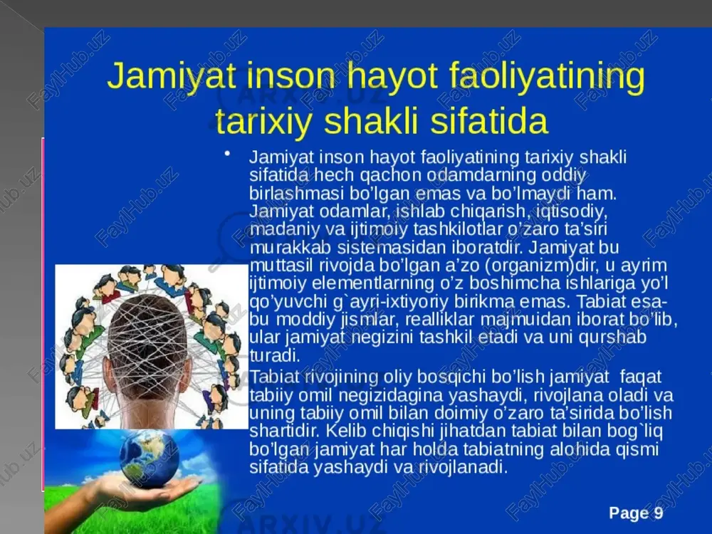 ini anglatadi. u turli shakllarda mavjud bo'lgan va hozir ham mavjud bo'lib,bu ijtimoiy ishlab chiqarishning shaklini ham belgilaydi. iqtisodiy tizim moddiy va ma'naviy ishlab chiqarishni hamda moddiy va ma'naviy xizmatlar ko'rsatishni o'z ichiga oladi. xodimlar, ularning mehnati va ishlab chiqarish vositalari – mehnat qurollari va vositalari ishlab chiqarishning muhim omillari hisoblanadi. ishlab chiqarish moddiy-texnika vositalari va ularni ishga solishga qodir bo'lgan odamlar majmui jamiyatning ishlab chiqarish kuchlarini tashkil etadi. ishlab chiqarish jarayonida odamlar o'rtasida turli-tuman munosabatlar yuzaga keladi. ularning orasida tashkiliy-iqtisodiy, ishlab chiqarish-texnologik va ijtimoiy-iqtisodiy munosabatlar ayniqsa muhim ahamiyat kasb etadi. ishlab chiqarish-texnologik munosabatlar texnika va ishlab chiqarish texnologiyasining xususiyati rivojlanish darajasiga ko'p jihatdan bog'liq bo'lsa, tashkiliy-iqtisodiy va ayniqsa ijtimoiy-iqtisodiy munosabatlar asosan ishlab chiqarish vositalariga bo'lgan mulk shakllari bilan belgilanadi. ijtimoiy ishlab chiqarish va ijtimoiy iqtisodiy munosabtalar ma'naviy kichik tizim odamlarning ma'naviy faoliyati jamiyat mavjudligining zaruriy shartidir. odamlar ongli mavjudotlar bo'lib, ular o'z tafakkuri bilan ijtimoiylikning barcha ko'rinishlarini anglab etadi. …