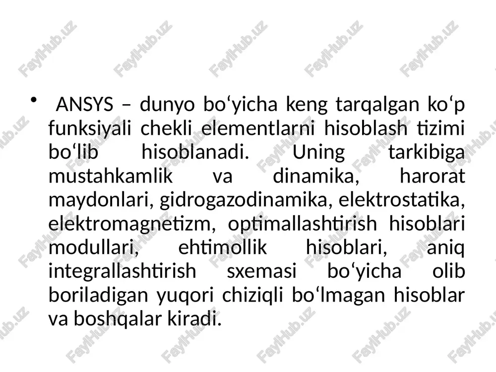 n muloqot qila oladi. grafik – loyihani tasvirlashda ma’lumotlarning grafik shakli yetakchi vazifani bajaradi (obyektning butunligicha yoki qisman tasvirlanishi, natijalarning deformatsiyalangan sxema ko‘rinishidagi tasviri, epyura, izoliniya (izo chiziqlar), dinamik jarayonlar animatsiyasi va h. k.). lir-vizor lira programma kompleksining asosiy sistemasi hisoblanadi va quyidagi asosiy funksiyalarni bajaradi: hisoblash sxemalarini sintezlash va tahlil qilishning hamma bosqichlarida ularni vizuallashtirishni amalga oshirish; xatoliklarni aniqlash imkoniyatini yaratish; aniq ko‘rsatmalar berishni ta’minlash; matn bilan bog‘langan ma’lumotlarning mavjudligini ta’minlash; ko‘p sonli va variantli matematik modellar yaratish usullarining mavjudligi; natijalarni tahlil qilishda ko‘p sonli usullar bilan ta’minlash (kuchlanishlar, ko‘chish izomaydoni, izochiziqlarini qurish, kuch epyuralari, tebranishlar animatsiyalari, deformatsiyalangan sxemalarni qurish va tasvirlash, tasvirlar masshtabining boshqariluvi); masalaning protsessorda o‘tish idikatsiyasi tasvirini ekranda tasvirlash; hujjatlashtirishning kengaytirilgan sistemasining mavjudligi. lir-vizor interfeysi sozlanuvchan interfeys hisoblanadi, chunki unda bir qator sozlash-o‘zgartirishlarning ko‘rsatkichlari mavjud bo‘lib asosiylari quyidagilardan iborat: uskunalar paneli; rangli sxemalar (ishchi oyna foni rangi, tarkibiy elementlar va hisoblash sxemasi obyektlari rangi, natijalar izomaydoni …