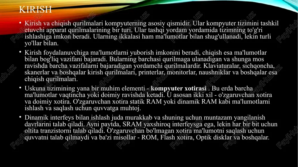 aydi. noutbuklarda sichqonchaning funksiyasi kabi sensorli panel mavjud. sichqoncha ixtirosi 1063 yilda duglas c. engelbart tomonidan amalga oshirilgan. sichqonchaning eng qadimgi versiyasi ostida rolikli to'p bo'lgan, ammo zamonaviylari yorug'lik nurlari bilan optik texnologiya bilan yaratilgan. sichqoncha ulanishining porti kompyuter va sichqoncha turiga bog'liq. uning afzalliklari - foydalanish oson hamyonbop kursorni tezroq siljitadi asosiy qism sichqoncha - bu kompyuterlar bilan bog'liq bo'lgan boshqa kiritish qurilmasi. bu asosan point and click tamoyili asosida ishlaydigan ishora qiluvchi qurilma. sichqonchani sichqoncha maydonchasida harakatlantirganda, ekrandagi ko'rsatgichga harakat qilish uchun ostidagi yorug'lik nuri aks etadi. sichqoncha windows-ga asoslangan dasturlarda qo'llaniladi, bunda foydalanuvchi ko'rsatgich yordamida ob'ektlarni ko'rsatib, sichqonchaning tugmachalarini bosish orqali buyruqlarni bajarishi mumkin. shuningdek, biz sichqonchani bo'yoq va kid pix-da chizish uchun ishlatamiz. ko'pgina so'nggi sichqonchalar, bugungi kunda, hujjatlarni osonroq aylantirishga yordam beradigan ikkita tugma o'rtasida g'ildirakni o'z ichiga oladi. biz hujjatni yuqoriga yoki pastga aylantirish uchun g'ildirakni harakatlantirish uchun ko'rsatkich barmog'imizdan foydalanamiz. optik sichqoncha ko'rsatkichni …