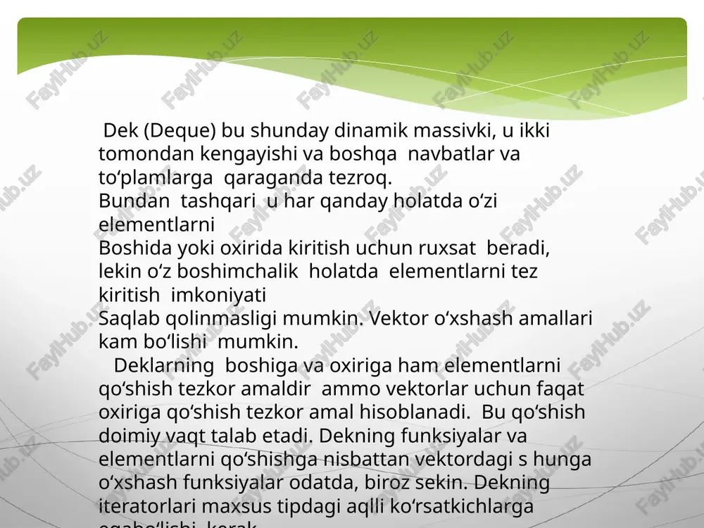 dek. dekni massiv yordamida ifodalash va ular ustida amal bajarish algoritmi - Page 4