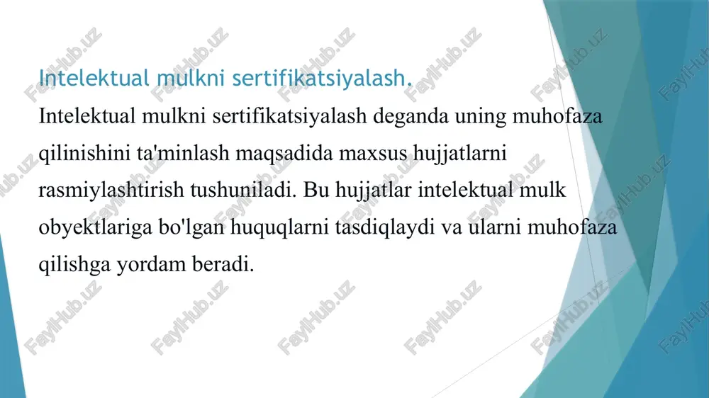 d party infringes potential dispute on the rights of both parties and whether one party will compensate another in case of infringement 90°f 8:24 pm cy : eel a _ 2 featyenay sm q search b& © -_ g wa 4a @ a 8 29) © 6503 ‘appsed 5 types of software licenses public lgpl permissive copyleft proprietary domain - license mccbiaiinfatig (rees few restrictions restrictive - most restrictive speed or known as anyone ts tree! requirements reciprocal ineligible for touse and amore for the licenses copying, al ; distribution or modifying, or poy te oes ed coe modifications distribution can be licensed tthe onuare under any other type of license restrictveness appsed /docprops/thumbnail.jpeg astiddin mafikov ‘saidrasulov nozimjon intelektual mulkni himoya qilish soxasida| litsenziyalash va sertifikatlash