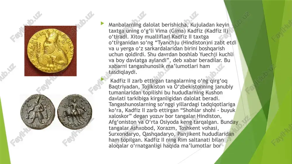 xshi aks ettiradi. uning dastlabki asosi mil. avv. iii asrda ko‘hna shaharning janubi-sharqiy qismida, ikki tomondan qadimgi irmoq o‘tib turgan balan tepalikda paydo bo‘ladi. bu irmoqlardan xandaq sifatida foydalanilgan. keyinroq, yunon-baqtriya davrida bu bo‘lak 2 metrdan oshiq qalinlikdagi paxsa devor bilan o‘rab olinadi va maydoni 3 gektardan ziyod qal’aga aylanadi. uning shimolida esa tarqoq rejaga ega mustahkamlanmagan qishloq paydo bo‘ladi. qiyosiy tahlil uchun solishtirib ko‘radigan bo‘lsak, s.p.tolstovning yozishicha, o‘rta osiyo shaharlari o‘sib chiqadigan boshlang‘ich asos bir tomondan - refugium (lotincha, mustahkamlanmagan, xavf tug‘ilgan paytida aholi panagohi) va ikkinchi tomondan - bozor hisoblanadi. e.e.nerazikning ta’kidlashicha, qal’a atrofida shaharlarning shakllanishi xorazm uchun rivojlanishning eng tarqalgan usullaridan biri edi. parfiya va marg‘iyonaning ham ko‘pgina shaharlari asosini mustahkam qism - qal’a tashkil etgan. janubiy sug‘diyonaning antik davrga oid qator ko‘hna shaharlari - qal’ai zahoki maron, shulluktepa, ko‘hna fazli, kindiklitepa kabilarning ham dastlabki asosini mustahkamlangan qal’a va minoralar tashkil etgan. demak, o‘rta osiyoning boshqa hududlarida …