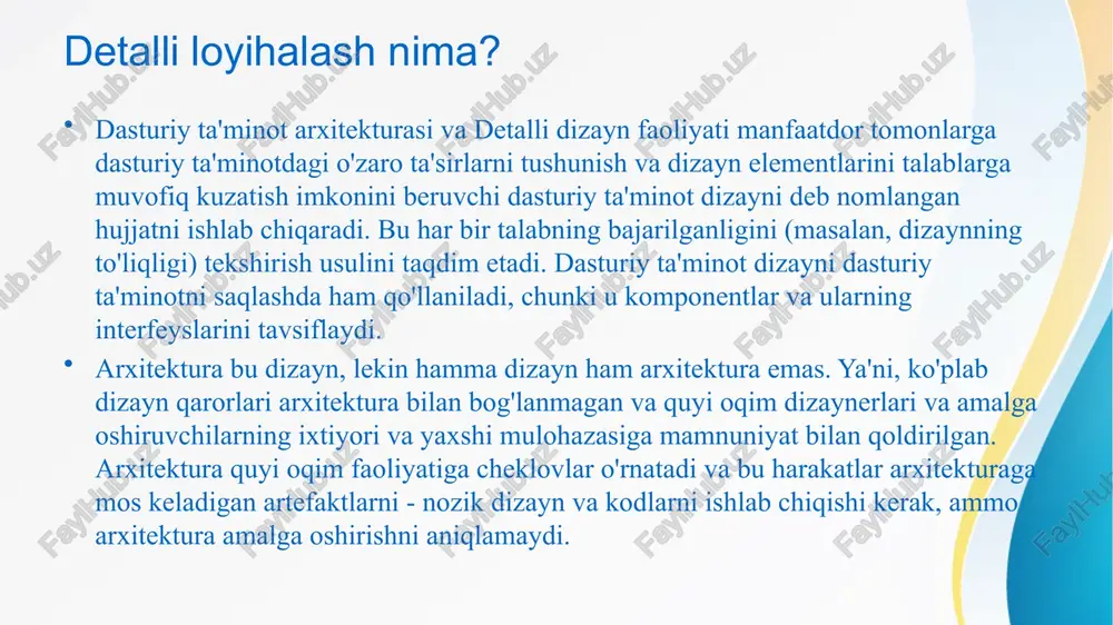 ari va sinov tartiblarini loyiha omboriga kiriting. e’tiboringiz uchun raxmat image1.jpeg image3.png image4.png image2.jpeg pest imerice observer the observer interface in java can be caer tenmeccenrcneertnnne tent ete used internally within components to a support the observer design pavern. see ale: ohassvenie ‘voia] update (sbservabie 9, object arq) this method is called whenever the observed object i changed. ‘update peotse void epdate(cnserranie 0 the design of this interface wee specifies a well-defined method. ‘this method is called whenever the observed objec is changed. an application calls an coeervabie object's notityobsezvers method to ave al the object's observers notified ofthe change. parameters: ‘>the observable object “arg - an argument passed to the neti tycbeervers method. date of issue is the day on which the sdd has been formally released. every 1.1. date of issue dateofissue | time the sdd is updated and formally released, there should be a new date of …