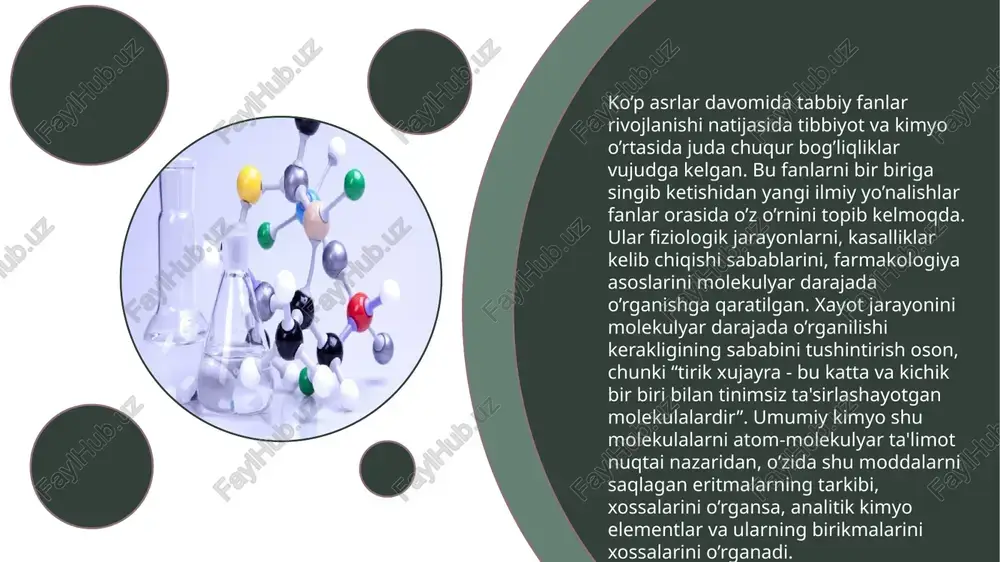 degradatsiya muhim mavzulardir. asosiy e’tibor qaratilayotgan masalalar: biotransformatsiya va biodegradatsiya jarayonlari biomolekulalar va ularning funksiyalari ekotoksikologiya va zaharli moddalarning ta’siri biomassa va bioenergetika atrof-muhit kimyosi turli fanlarni, jumladan, kimyo, biologiya, fizika, geologia va muhitni boshqarish sohalarini o’z ichiga oladi. atrof-muhit kimyosining asosiy maqsadi atrof-muhitda sodir bo’layotgan kimyoviy jarayonlarni tushunish va ularni boshqarish uchun yechimlar topishdir. bu sohada olingan natijalar atrof-muhitni muhofaza qilish, sog’liqni saqlash va barqaror rivojlanishga xizmat qiladi. foydalanilgan adabiyotlar: “tibbiy kimyo” , s. masharipov “kimyo”, m. m. abdulhayeva https://namdu.uz/media/books/pdf/2024/06/25/namdu-arm-7991-tibbiy_kimyo.pdf https://davriy.sinaps.uz/ e’tiboringiz uchun rahmat image1.jpeg image2.jpeg image3.png image4.jpg image5.jpeg image6.jpg image7.jpg image8.jpeg image9.jpeg image10.jpeg image11.jpeg image12.png image13.jpeg ww } \ i lm 17 heh) _/. éa5 neal? «4% we « 1 3 iehgoriy yer ‘etalon boshaa ‘etalimaclor| ishgoriy setalise o catogentar sc vv stony vay ubu o err o mtatae o nosir gaztar o auinoiatar o tear sete mn fe co ni cu zn morgscct teme abst felis te …