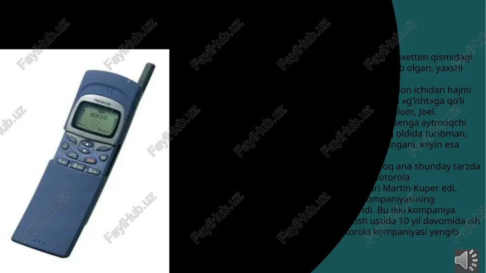 evropadagi davlat telekommunikatsion korxonalari gsm — group speciale mobile tarmog‘ini shakllantiradi. gsm ishtirokchilari telefonlar va ularning stantsiyalarini ishlab chiqarishda yagona yondashuvni ishlab chiqishga muvaffaq bo’lardilar 6 telefon ishlab chiqarish sanoati ham tobora rivojlanib borar va bu ularning hajmi, og‘irligining kamayishiga, yangi imkoniyatlar ochilishiga turtki bo‘ldi. 1996 yilda nokia nafaqat qo‘ng‘iroq qilish, balki elektron pochta, faks yuborish va internetga ham ulash imkonini beruvchi birinchi communicatorni tanishtirdi. huddi o‘sha yili motorola og‘irligi 90 gram bo‘lgan afsonaviy telefon-kitobcha startac-gsmni ishlab chiqara boshladi. ozgina vaqt o‘tgach, philips bitta zaryad bilan 350 soat ishlay oladigan philips-sparkni ommaga namoyish qildi. 1998 yilda yaponiyaning sharp kompaniyasi sensorli, ya’ni «sezuvchi» ekranli sharp pmc1 smartphone bilan hammani hayratga soldi. 1999 yildan boshlab uch o‘lchamli tasvirni ko‘rsata oluvchi motorola l7089 va ericsson t28s apparatlari paydo bo‘ldi. aynan o‘sha yil nokia-7110 modelida wap (rasmlar, musiqani yuborish imkonini beradigan tizim) texnologiyalari o‘z aksini topdi. nokia telefon avlodlari bu avlod telefon avlodlari 1990 …