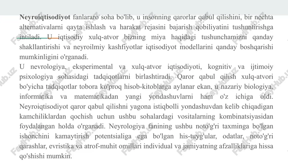 tushunishga intiladi. ijtimoiy qarorlar qabul qilish ijtimoiy qarorlar qabul qilish bo'yicha tadqiqotlar ko'plab, o'zaro ta'sir qiluvchi sub'ektlarni o'z ichiga olgan o'yin nazariyasiga asoslangan tanlov natijalarini miya va asabiy faoliyatni kuzatish bilan bog'laydi. o'yin nazariyasi ratsional, aqlli qaror qabul qiluvchilar o'rtasidagi ziddiyat va hamkorlikning matematik modellarini qo'llaydi. ijtimoiy tanlov bo'yicha neyroiqtisodiy tadqiqotlar ijtimoiy qarorlarda ishonch, adolat va o'zaro munosabatlarning miya funktsiyasi bilan qanday bog'liqligiga e'tibor qaratdi. xavf va noaniqlik ostida qaror qabul qilish xavf va noaniqlik sharoitida qaror qabul qilishni o'rganish natijalari aniq bo'lgan, ammo qaror qabul qiluvchilar tomonidan ma'lum bo'lishi mumkin bo'lgan yoki bo'lmasligi mumkin bo'lgan ehtimollik taqsimotiga qarab o'zgarib turadigan muqobil variantlardan tanlash jarayonini tavsiflaydi. ushbu tadqiqotlar tavakkalchilikni afzal ko'rish, xavf va yo'qotishdan voz kechish va qarorlar haqida to'liq bo'lmagan ma'lumotlar miya va asab tizimida qanday aks etishini ko'rib chiqadi. nega neyroiqtisodiyot biznes uchun foydali? neyroiqtisodiyot biznes uchun foydalidir, chunki u qaror qabul qilishda yotgan miya jarayonlarini o'rganadi. masalan, …