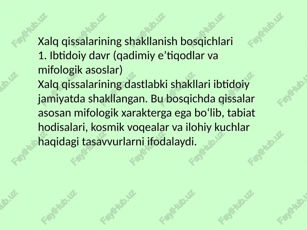 alq qissalari axloqiy tarbiyada muhim rol o‘ynaydi. ular bolalar va yoshlar ongida adolat, mardlik, sadoqat, mehnatsevarlik va halollik kabi fazilatlarni shakllantirishga yordam beradi. har bir qissaning ichki mazmunida biror tarbiyaviy xulosa mavjud bo‘ladi. 5. jamiyatni birlashtiruvchi omil xalq qissalari umumiy tarix va madaniyat asosida jamiyatni birlashtirishga xizmat qiladi. ular milliy birdamlik va hamjihatlik ruhini shakllantiradi. turli millat va elatlar bir xalq qissasi orqali o‘zaro madaniy muloqot olib borish imkoniga ega bo‘ladi. 6. milliy va mintaqaviy o‘ziga xoslikni saqlash har bir xalqning qissalari uning o‘ziga xos tarixiy, madaniy va geografik xususiyatlarini aks ettiradi. ular xalqning o‘zligiga xos bo‘lgan unsurlarni saqlashda muhim ahamiyatga ega. 7. ijtimoiy voqelikni aks ettirish xalq qissalari turli davrlardagi ijtimoiy hayotni tasvirlab, jamiyatning o‘zgarishlarini badiiy aks ettiradi. ular orqali tarixiy jarayonlar va xalq hayotidagi muhim o‘zgarishlarni tushunish mumkin. 8. millatlararo madaniy aloqalarni mustahkamlash xalq qissalari turli xalqlar o‘rtasida madaniy aloqalarni rivojlantirishga xizmat qiladi. o‘xshash qahramonlar yoki voqealar turkiy, …