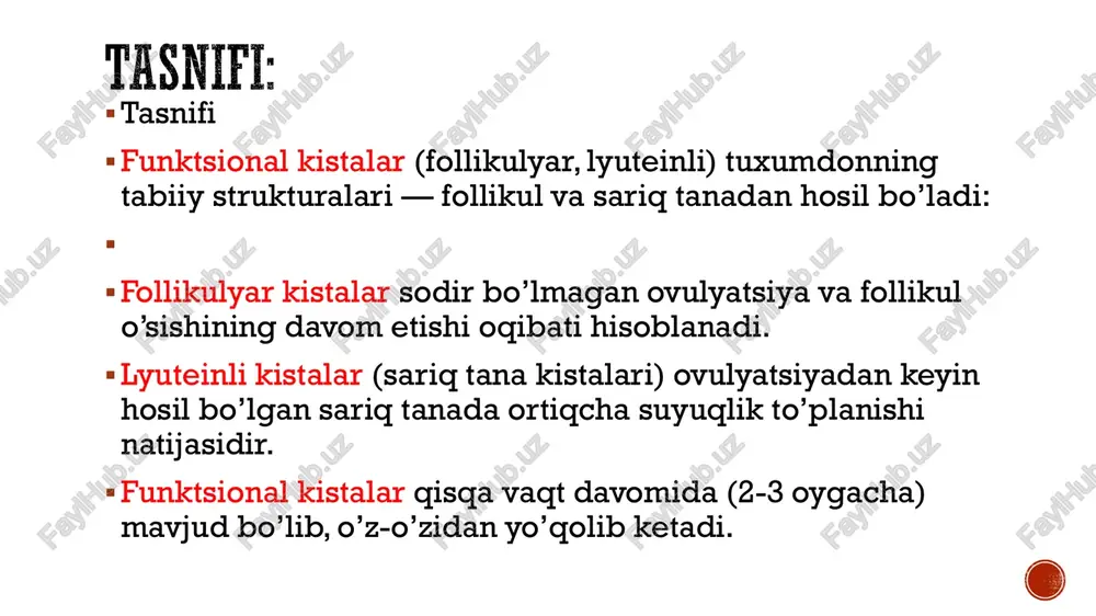 mbrionning bachadon naylari devoridan to’liq yoki qisman ko’chishi va tuxum hujayraning qorin bo’shlig’iga chiqishi. bunday abortning klinik ko’rinishi qon ketishining intensivligiga bog’liq, asosan qorinning pastki qismida og’riqlar, qonli ajralmalar kelishi ko’rinishida bo’ladi. bachadon nayining yorilishi turi bo’yicha — odatda homiladorlikning 6-10 haftalari oralig’ida qayd qilinadi. u bachadon-to’g’ri ichak chuqurchasiga (duglas cho’ntagi) hayot uchun xavfli bo’lgan ichki qon ketish rivojlanishi bilan tavsiflanadi. qorinning pastki chap yoki o’ng tomonida o’tkir sanchuvchi og’riq bilan xarakterlanadi. normal homiladorlikda tuxum hujayraning urug’lantirilishi bachadon naylarida sodir bo’ladi va u yerdan zigota homilalik tuxumi rivojlanishi uchun makon yetarlicha bo’lgan bachadon bo’shlig’iga yetib boradi.  bachadondan tashqari homiladorlikda zigota bachadon bo’shlig’iga yetib bormaydi va nayning o’zigayoq yoki naydan teskari tomonga itarib chiqarilib, tuxumdonga yoki uning atrofidagi qorin bo’shlig’iga birikadi. bachadondan tashqarida embrionning rivojlanishi uchun normal sharoitlar mavjud emasligi sababli, xorion kipriklari a’zo to’qimasiga o’sib kirib, unga zarar yetkazadi va qorin bo’shlig’ida qon ketishiga olib keladi. xavf omillari ektopik …