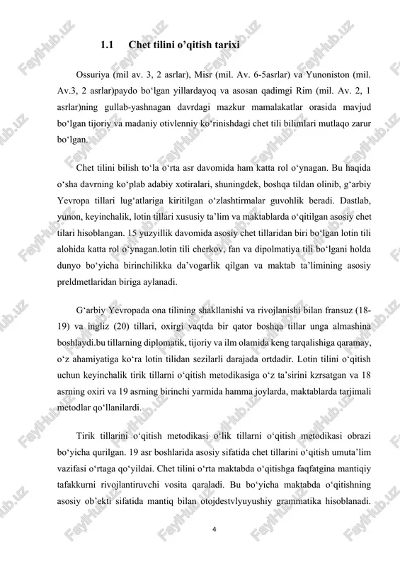 i ostida ko‘rsatilib buzilgan shaklda berilardi. tarjimali metod tarafdorlari tomonidan qo‘llangan so‘zma-so‘z tarjima til materialining mustahkamlanishi va ma’nosini ochishning asosiy vositasi sifatida o‘sha tushunchalarning boshqa til shakllari orqali tushuntirilishi uchun xizmat qilardi. bunday metodika 2 til tizimi qiyoslab o‘rganishga layoqatli bo‘la olmas, balki, til faktlariining mexanik tarzda qo‘yib (soopostovlenie) qo‘yishga yo‘naltirilgan bo‘lardi. tarjimali metodlar orasida ikki asosiy turi ajratiladi: 1. grammatik jihatdan tarjima qiladiganlar tarafdorlari alohida grammatik k o‘rinishlarni o‘qitishni asosiy (xusus) deb bilardilar, ya’ni ular o‘rganilayotgan tilning grammatik qoidalaridan kelib chiqqanlar. 2. matn bo‘yicha tarjima qilish-buning tarafdorlari chet tilini o‘qitishni matnga asslangan holda qurar edilar. grammatik jihatdan tarjima qilish metodi 2 yuzyillikdan ko‘p vaqt mobaynida mavjud bo‘lib, uzoq davom etgan kurashdan so‘ng o‘z o‘zrnini yangi bevosita (to‘g‘ridan-to‘g‘ri) metodga berdi. grammatik jihatdan tarjima qilish vakillari chet tili umumiy ta’lim beradigan maqsad bilan o‘rganilishi lozim deb hisoblaydilar. ular uni mantiq bilan grammatikani bir deb qarab, grammatik mashqlar yordamida mantiqiy fikrlash rivojlanishini …