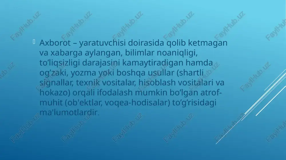 axborot.uning turlari, hususiyatlari va o'lkov birliklari - Page 4