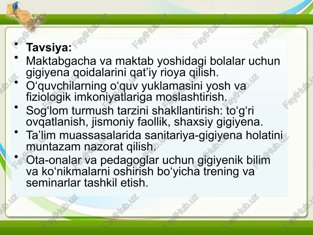 4) organizmning salbiy ta'sirlarga qarshilik darajasi. 5) biologik yosh va kalendar yoshi o'rtasidagi muvofiqlik . bolalar uchun beshta sog'liqni saqlash guruhi mavjud erta va maktabgacha yoshdagi bolalarni sog'liqni saqlash guruhlari bo'yicha taqsimlash sxemasi guruh salomatlik ko'rsatkichlar guruhga topshiriq​ i guruh ( burilishlar yo'q ) surunkali patologiya funktsional davlat asosiy tizimlar va organlar qarshilik va reaktivlik organizm jismoniy va neyropsik rivojlanish yo'q qanday og'ishlar oldingi davr uchun kasallik​ kuzatish - kamdan-kam uchraydigan va oson sodir bo'ladi keskin kasalliklar yoki ularning yo'qligi . oddiy , mos keladi yoshi ii guruh (bilan funktsional og'ishlar ) surunkali patologiya funktsional davlat asosiy tizimlar va organlar qarshilik va reaktivlik organizm jismoniy va neyropsik rivojlanish yo'q hayotning birinchi yilidagi bolalarda funktsional anomaliyalarning mavjudligi - og'irlashgan akusherlik (toksikoz va boshqalar, homiladorlik patologiyasi, tug'ilishning murakkabligi) va oila tarixi, ko'p homiladorlik , erta tug'ilishning aniq belgilarisiz erta tug'ilish , erta neonatal davrning noqulay kursi, subkompensatsiyalangan tish kariesi , tishlash anomaliyasi. …