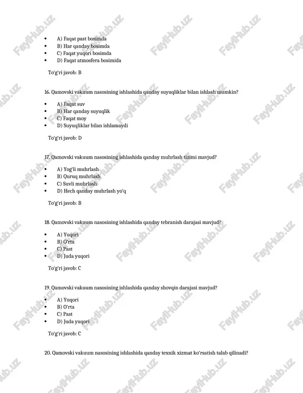 kamovski vakuum nasosi test savollari - Page 4