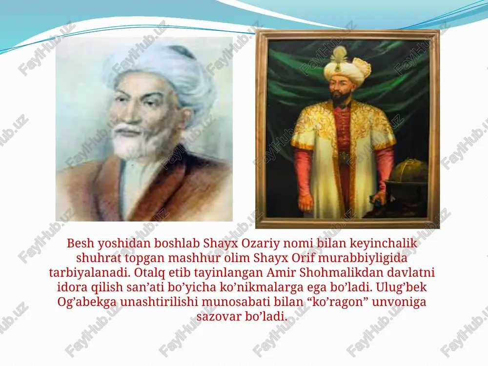 rixdan ma'lumki, temuriylar sulolasining eng mashhur vakillaridan biri bo'igan mirzo ulug'bek (asl ismi muhammad tarag'ay)ning taqdiri hozirgi kungacha kishilarni hayratga solib kelyapti. darhaqiqat, tadbirkor davlat rahbari, adolatli shoh, ilm-fanda yuksak cho'qqilarni egallagan inson, mislsiz ilmiy qobiliyat mirzo ulug'bek shaxsida mujassamlanishi hayratlanarli hoi. shundan bo'lsa kerak, hazrat navoiy sultonlar orasida uni ulkan daho sifatida baholaydi. umuman, temuriyzodalar orasida bunday aql sohiblari ko'p uchraydi (zahiriddin muhammad bobur, husayn boyqaro kabi). alisher navoiy o'zining «majolis un-nafois» asarining yettinchi majlisini temuriylarga mansub shoirlar, sakkizinchi majlisini yana bir temuriyzoda - sulton husayn boyqaroga bag'ishlagani bejiz emas.mirzo ujug'bek - amir temurning suyukli nabirasi, ya'ni to'rtinchi o'g'li shohrux mirzoning farzandi, u bobosi temurning barcha yurishlarida ishtirok etgan. buyuk olim va hukmdor haqida tarixiy ma'lumotlarni ko'plab keltirish mumkin. bu ishni tarixchi olimlarimizga qo'yaylik-da, suhbatimizni yuqorida siz tanishib chiqqan drama voqealari xususida davom ettiraylik. ushbu sahna mazmunidan ma'lum bo'lganidek, ulug' adibimiz maqsud shayxzoda mazkur asarni yaratishda jiddiy tayyorgarlik ko'rgani,dramani …