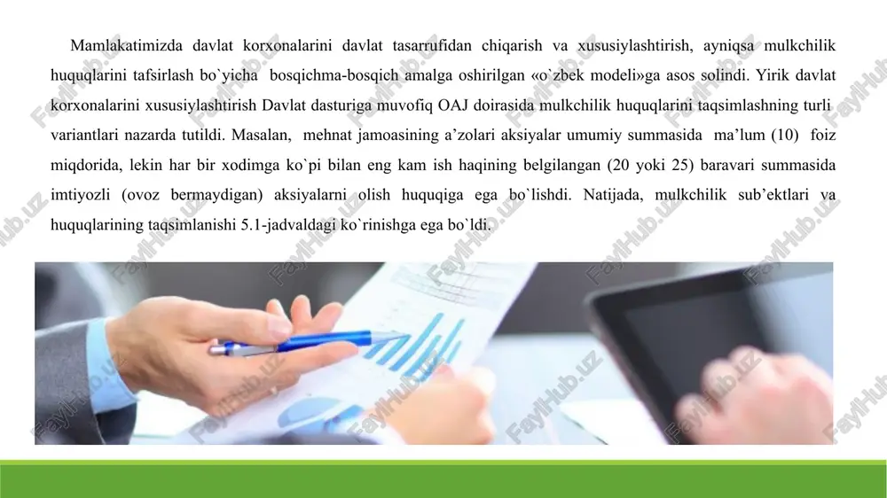 rxiga qaratish transaksiya xarajatlarining tabiatini batafsil izohlashga yakun yasaydi. umuman iqtisodiy tizim dinamikasini aniqlashda asosiy rolni o`ynovchi bozor sektoriga nisbatan qarashlarning o`zgarishini 6.2-jadval yordamida ifodalash mumkin. transaksiya xarajatlarining bunday tasniflanishi ularni miqdoriy baholash masalasiga nisbatan mikro va makroiqtisodiy darajada yondashish imkonini beradi. masalan, kvartiradan foydalanish huquqining mulkdor tomonidan ijarachiga topshirilishini nazarda tutuvchi kvartirani ijaraga olish bo`yicha bitim tuzishda ijarachining transaksiya xarajatlari quyidagi shakllarga ega bo`ladi: tranzaksiyalarni amalga oshirish usullari xalqaro savdo tashkilotlari orqali jahon savdo tashkiloti (wto) bitimlarni tartibga solishda muhim o‘rin tutadi. tashkilot mamlakatlar o‘rtasidagi savdo qoidalarini belgilaydi. ikki tomonlama shartnomalar orqali davlatlar o‘zaro foydali kelishuvlar orqali iqtisodiy tranzaksiyalarni amalga oshiradi. misol: savdo va investitsiya shartnomalari. hududiy iqtisodiy ittifoqlar orqali hududiy integratsiya doirasidagi tranzaksiyalar, masalan, yevroittifoq (eu), mdh yoki asean. o‘zaro imtiyozlar asosida tranzaksiyalar amalga oshiriladi. xalqaro moliyaviy institutlar orqali jahon banki, xalqaro valyuta jamg‘armasi (imf) yoki osiyo taraqqiyot banki orqali kreditlar va moliyaviy yordam ko‘rsatiladi. xulosa mulk xuquqini …