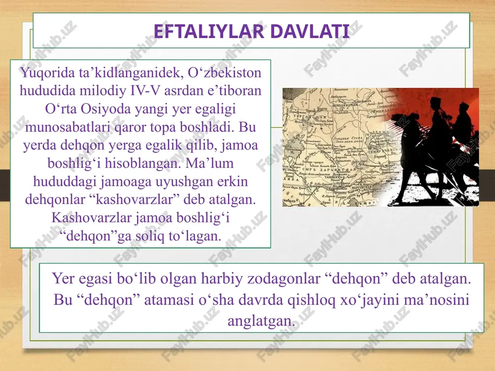 tami xoqonlikning g ‘arbiy qismini boshqarib, xoqonlik chegaralarini amudaryogacha cho‘zadi. xoqonlik eftalitlar hududlarini ham egallagach, eron bilan munosabatlar yomonlashadi. eron shohi xusrav xoqon istamining birinchi elchisi maniax olib kelgan ipak buyumlarini o‘tga tashlatadi. ikkinchi yuborilgan elchini esa zaharlab o ‘ldiradi. eron bilan aloqalami o‘rnatish imkoniyati bo‘lmagach, xoqonlik 568-569-yillarda eronga qarshi vizantiya bilan ittifoq tuzishga harakat qiladi va uning poytaxtiga o ‘z elchisi (sug‘d savdogari maniax) ni yuboradi. o‘zbekist0nda arab xalifaligi hukmronligi davri vi asrning oxiri va vii asr boshlarida, ya’ni islom dinining vujudga kelishi arafasida somiy qavmiga mansub arab qabilalari o‘rtasidagi mavjud ijtimoiy-iqtisodiy va siyosiy taraqqiyot darajasi bir xil emas edi. yamanda rivojlangan quldorlik mavjud boigan bir paytda, yarim orolning shimoliy qismida joylashgan shaharlarda endigina quldorlik munosabatlari kurtak otmoqda edi, sahrolarda ko‘chmanchi chorvachilik bilan hayot kechirayotgan arab qabilalari esa hatto patriarxal urug‘chilik tuzumining yemirilish bosqichida turardi. adabiyotlar: ibrat i. farqona tarixi. toshkent. kamalak, 1991. mirza abdulazim somiy. manqit hukmdorlari tarixi. …