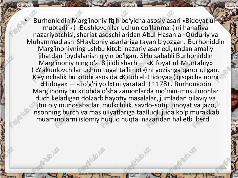 ar” ya’ni “qisqartirilgan” asarlar yaratilgan va unga ko’plab sharh va hoshiyalar yozilgan. maprion a yh hanownap