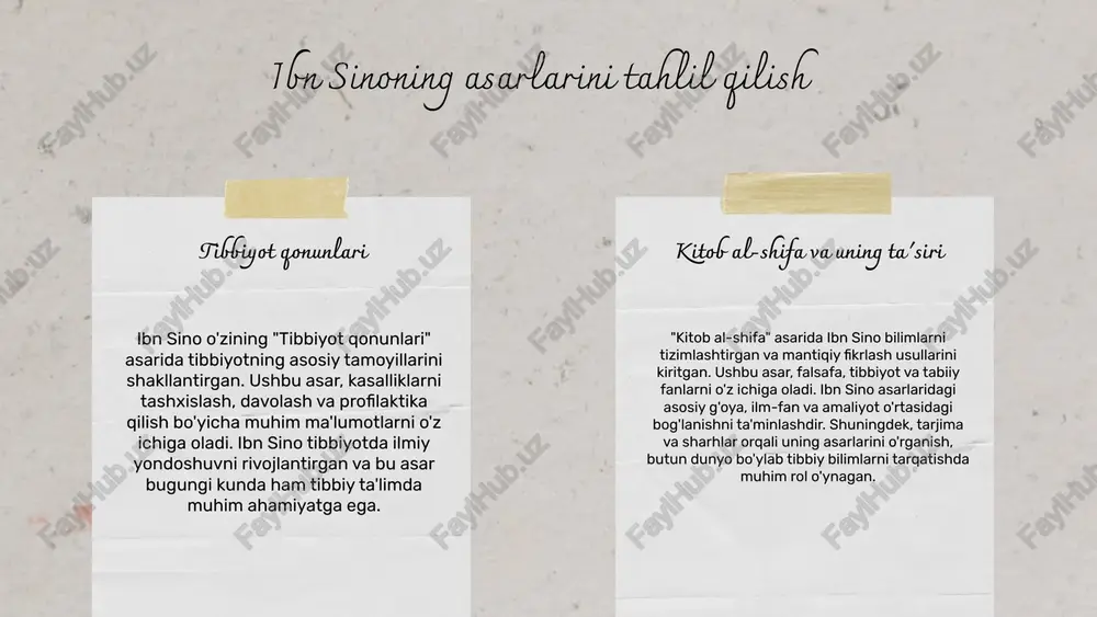 ma'mun akademiyasining merosi beruniy va ma'mun akademiyasi, o'z zamonida ilm-fan va madaniyatni rivojlantirishda muhim rol o'ynagan. ularning asarlari, nafaqat o'z davrida, balki keyingi avlodlar uchun ham muhim ilmiy manbalar sifatida xizmat qiladi. keyingi avlodlarga ta'siri 1. beruniy va ma'mun, o'z asarlari orqali ilm-fan sohasida yangi yo'nalishlarni ochdilar. 2. ularning ilmiy metodologiyalari, kelajakdagi olimlar uchun asosiy manba bo'lib xizmat qildi. 3. ularning ishlari, o'rta asrlar davrida ilm-fanning rivojlanishiga katta ta'sir ko'rsatdi. beruniy va ma'mun asarlarining hozirgi zamon ilm-fanidagi o'rni 1. beruniy va ma'mun asarlari, zamonaviy ilmiy tadqiqotlarda keng qo'llaniladi. 2. ularning nazariyalari, hozirgi kunda ko'plab ilmiy sohalarda asos sifatida qabul qilinadi. 3. ularning asarlari, talabalar va olimlar uchun muhim o'quv materiallari hisoblanadi. o'rta osiyo ilm-fanida davom etayotgan tadqiqotlar beruniy va ma'mun akademiyasining ta'siri beruniy va ma'mun akademiyasi markaziy osiyoda ilmiy tadqiqotlarning rivojlanishiga katta ta'sir ko'rsatdi. ular o'z zamonlarida ilm-fan va madaniyatni rivojlantirishga hissa qo'shgan va ko'plab yangi yondashuvlarni ilgari surgan. bu …