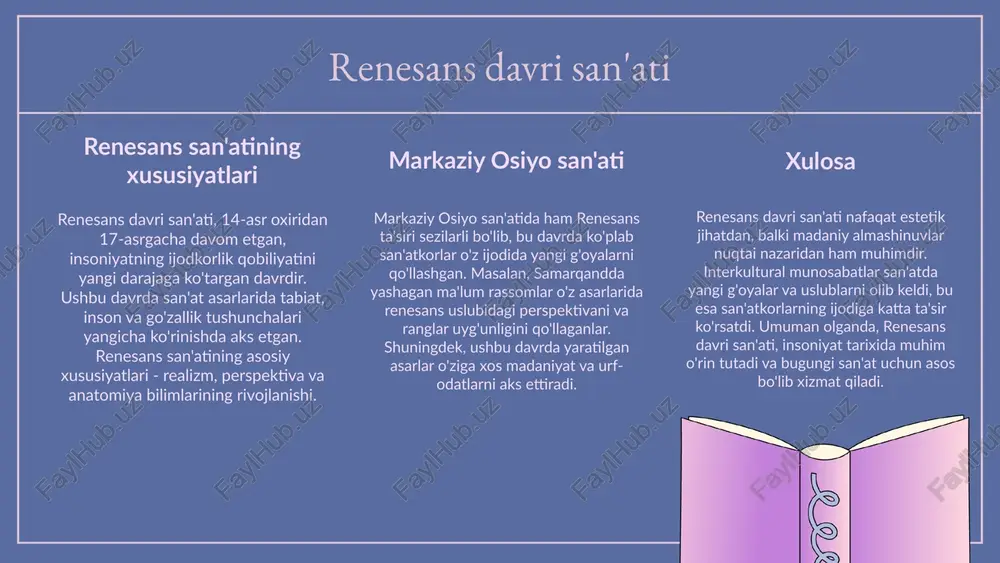 i tarixiy rivojlanish bosqichlari o'z ichiga qadimgi davr, o'rta asrlar va zamonaviy davrlarni oladi. kichik asarlar, she'rlar va hikoyalar qadimdan yozilgan bo'lib, bu davrda adabiyot xalqning ruhini, an'ana va qadriyatlarini aks ettirgan. o'rta asrlar adabiyoti esa alisher navoiy kabi buyuk shoirlar bilan ajralib turadi. o'zbek adabiyotidagi muhim asarlar qatoriga alisher navoiyyning "xamsa"si, abdulla qodiriy ning "o'tkan kunlar"i va hamid olimjonning she'rlari kiradi. ushbu asarlar xalqimizning tarixiy va madaniy merosini aks ettirib, milliy adabiyotimizning o'ziga xos xususiyatlarini namoyon etadi. tarixiy rivojlanish: adabiyotning tarixiy bosqichlari mashhur asarlar: o'zbek adabiyotidagi muhim asarlar tajribali jamoa moliya cheklovlari yangi bozorlar raqobat kuchayishi bizning jamoamiz tajribali va malakali mutaxassislardan iborat, bu esa loyihalarimizni muvaffaqiyatli amalga oshirishga yordam beradi. bizning moliyaviy resurslarimiz cheklangan, bu esa ba'zi imkoniyatlardan foydalana olishimizga to'sqinlik qilishi mumkin. yangi bozorlar va mahsulotlar uchun o'sish imkoniyatlari mavjud, bu bizning biznesimizni kengaytirishga yordam beradi. raqobatchilarimiz kuchaymoqda, bu esa bozor ulushimizni yo'qotish xavfini oshiradi. s w …